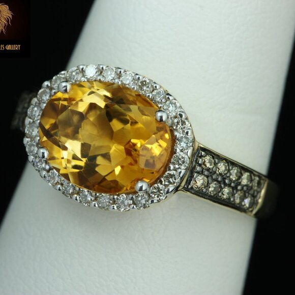 $3450 / NEW / LeVian Diamond & Honey Citrine 14K Gold Ring - Picture 1 of 9